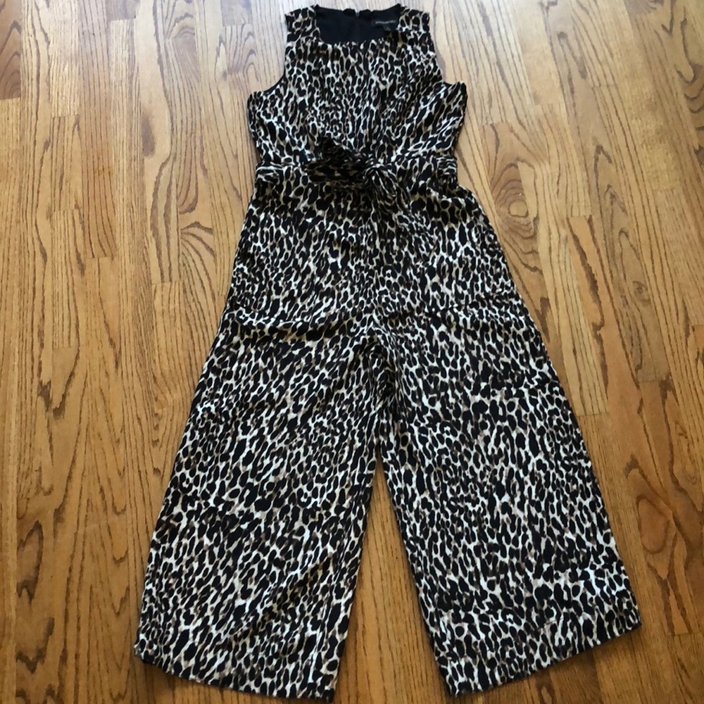 Cheetah cropped wide leg pant romper